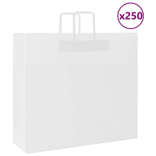 Papperspåsar 250 st med handtag vit 54x15x49 cm