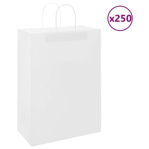 Papperspåsar 250 st med handtag vit 32x17x44 cm