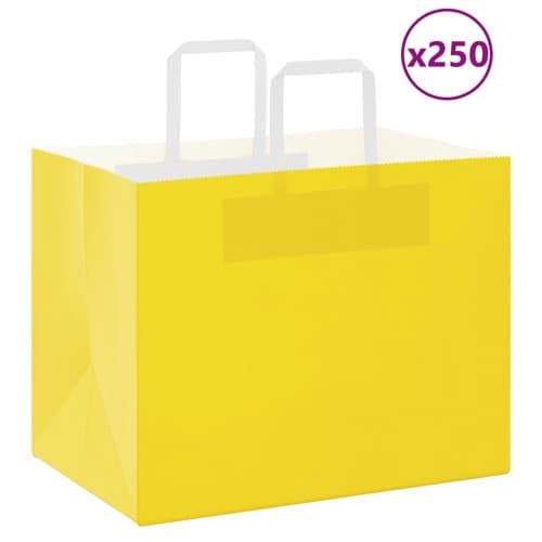 Papperspåsar 250 st med handtag gul 32x22x24 cm
