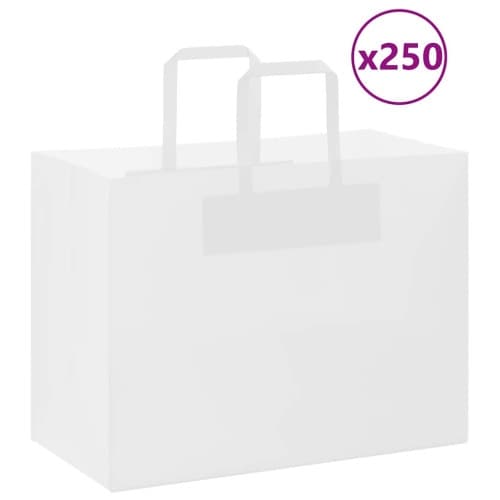 Papperspåsar 250 st med handtag vit 32x17x25 cm
