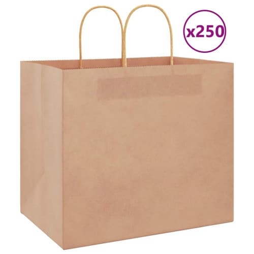 Papperspåsar 250 st med handtag brun 32x22x28 cm