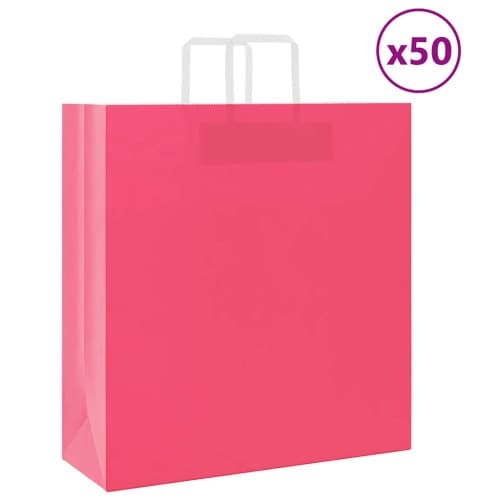 Papperspåsar 50 st med handtag rosa 45x17x48 cm