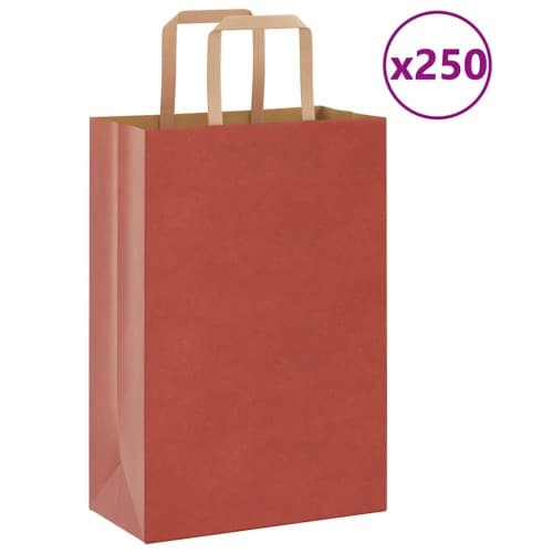 Papperspåsar 250 st med handtag röd 21x11x31 cm