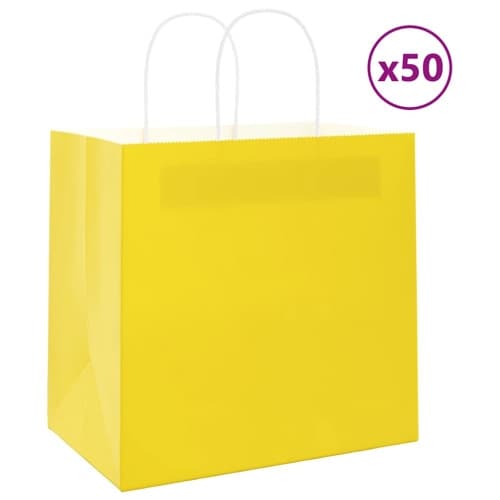 Papperspåsar 50 st med handtag gul 26x17x25 cm