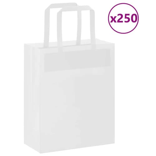 Papperspåsar 250 st med handtag vit 18x8x22 cm