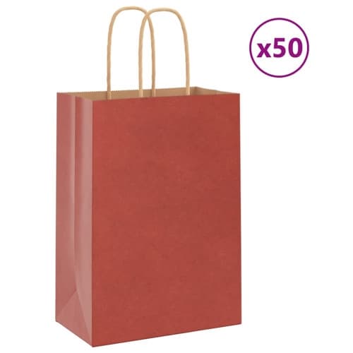 Papperspåsar 50 st med handtag röd 15x8x21 cm