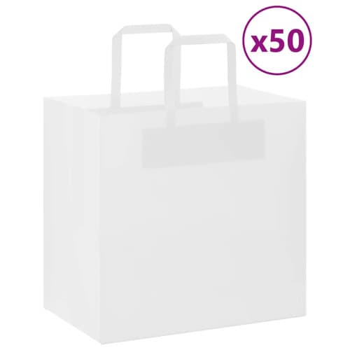 Papperspåsar 50 st med handtag vit 26x17x25 cm