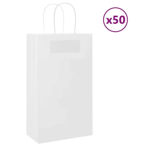 Papperspåsar 50 st med handtag vit 21x11x36 cm