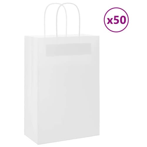 Papperspåsar 50 st med handtag vit 21x11x31 cm