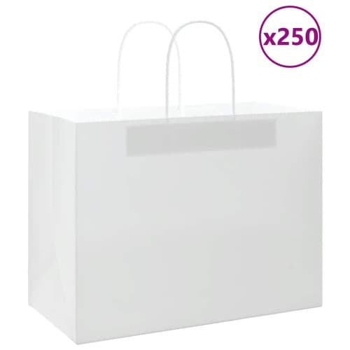 Papperspåsar 250 st med handtag vit 32x17x25 cm