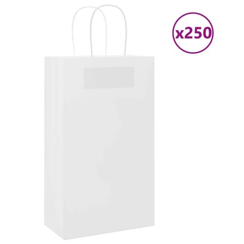 Papperspåsar 250 st med handtag vit 21x11x36 cm