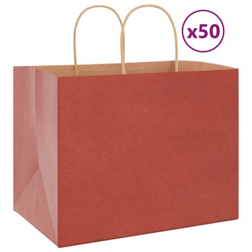 Papperspåsar 50 st med handtag röd 32x22x24 cm