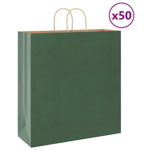 Papperspåsar 50 st med handtag grön 45x17x48 cm