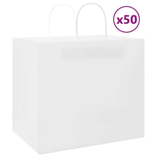 Papperspåsar 50 st med handtag vit 32x22x28 cm