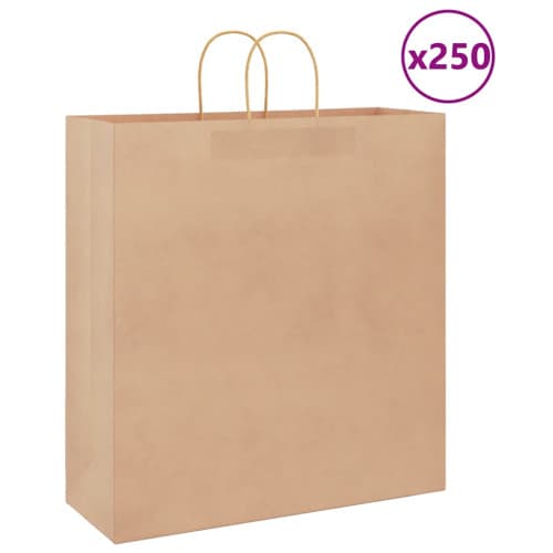 Papperspåsar 250 st med handtag brun 45x17x48 cm