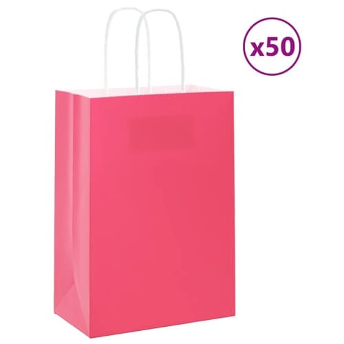 Papperspåsar 50 st med handtag rosa 15x8x21 cm