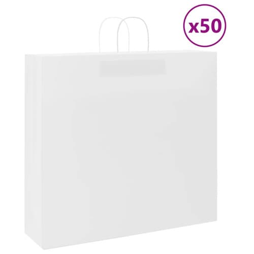Papperspåsar 50 st med handtag vit 54x15x49 cm