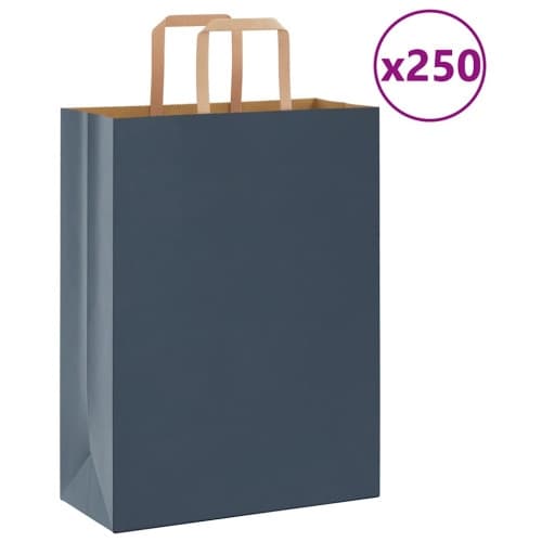 Papperspåsar 250 st med handtag blå 26x12x35 cm