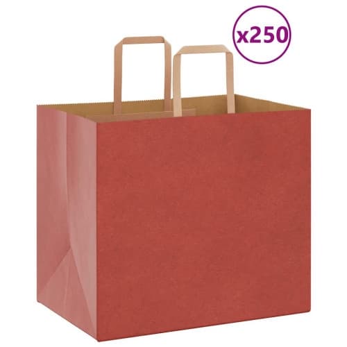Papperspåsar 250 st med handtag röd 32x22x28 cm
