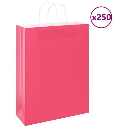 Papperspåsar 250 st med handtag rosa 32x12x42 cm
