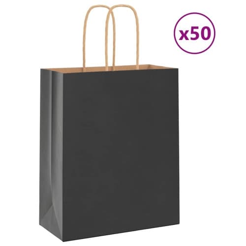Papperspåsar 50 st med handtag svart 18x8x22 cm