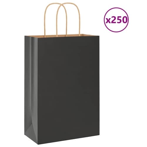 Papperspåsar 250 st med handtag svart 21x11x31 cm