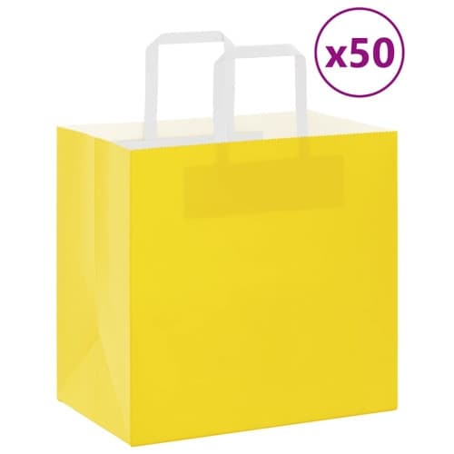 Papperspåsar 50 st med handtag gul 26x17x25 cm
