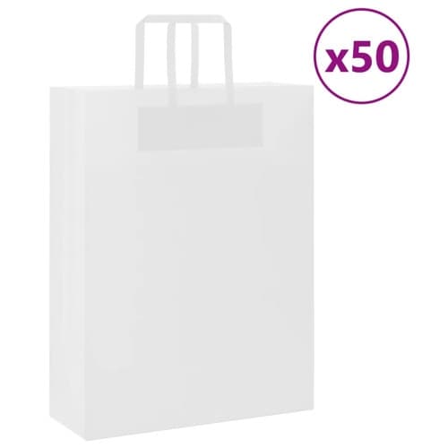 Papperspåsar 50 st med handtag vit 32x12x42 cm