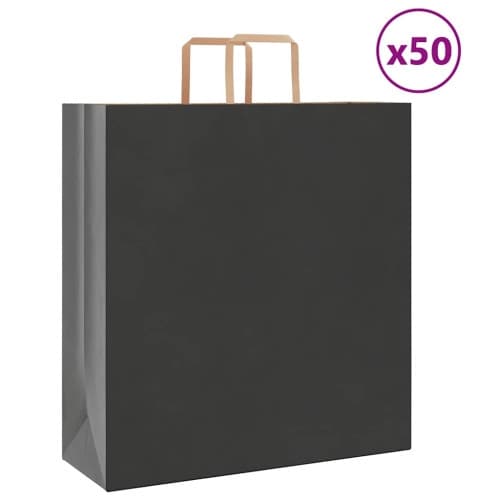 Papperspåsar 50 st med handtag svart 45x17x48 cm