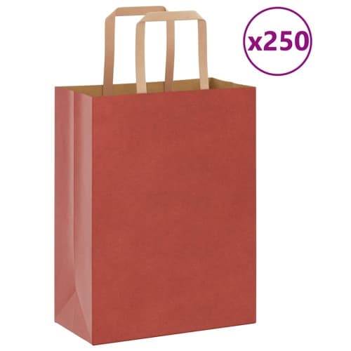 Papperspåsar 250 st med handtag röd 21x11x28 cm