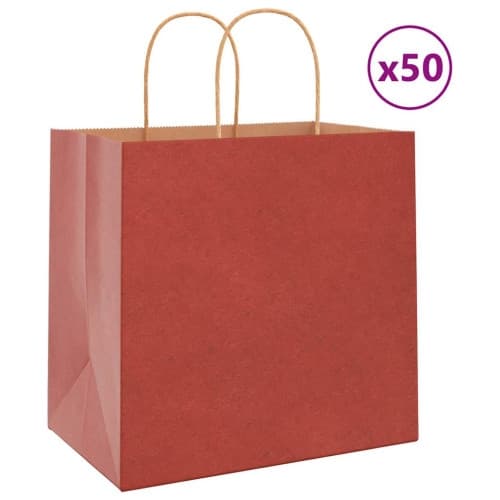 Papperspåsar 50 st med handtag röd 26x17x25 cm