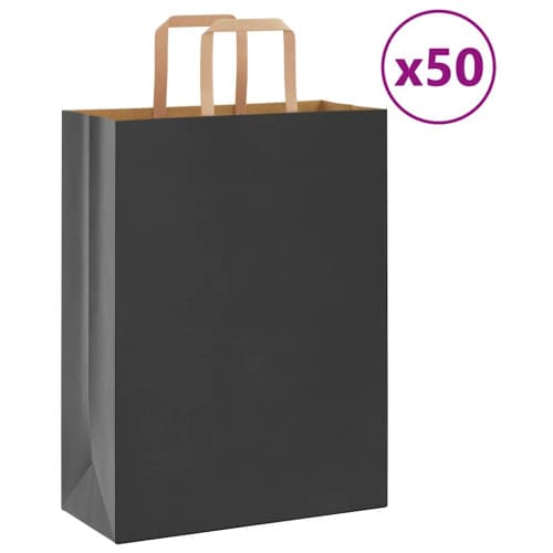 Papperspåsar 50 st med handtag svart 26x12x35 cm