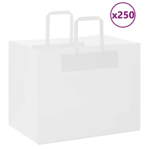 Papperspåsar 250 st med handtag vit 32x22x24 cm