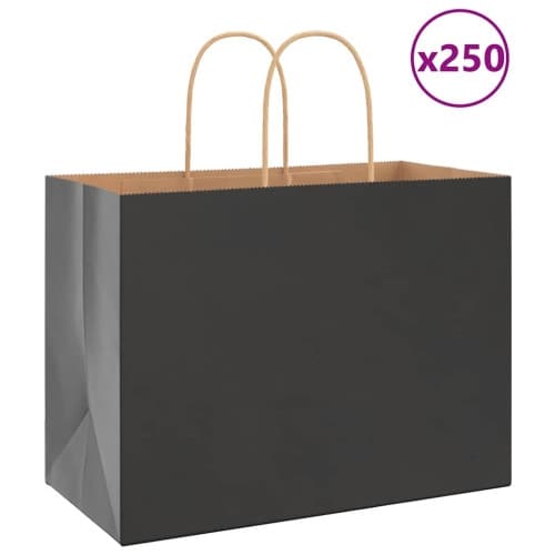 Papperspåsar 250 st med handtag svart 32x17x25 cm