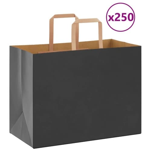 Papperspåsar 250 st med handtag svart 32x17x25 cm