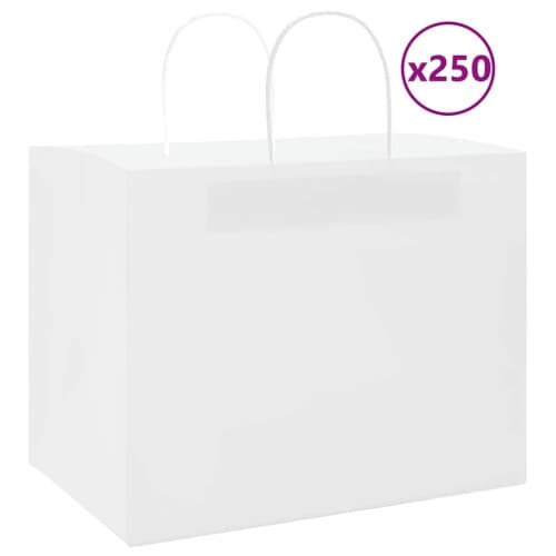Papperspåsar 250 st med handtag vit 32x22x24 cm