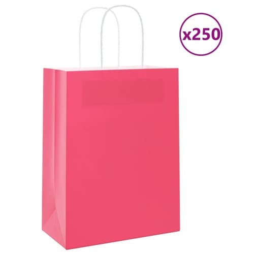 Papperspåsar 250 st med handtag rosa 21x11x28 cm