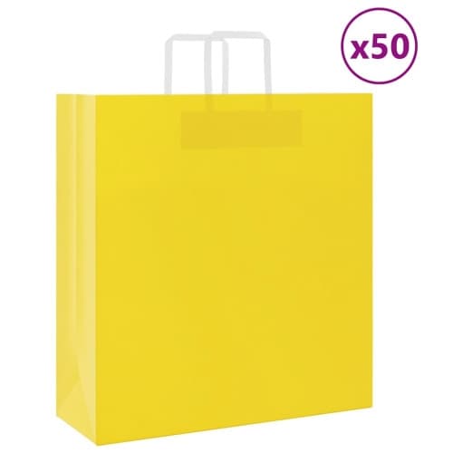 Papperspåsar 50 st med handtag gul 45x17x48 cm