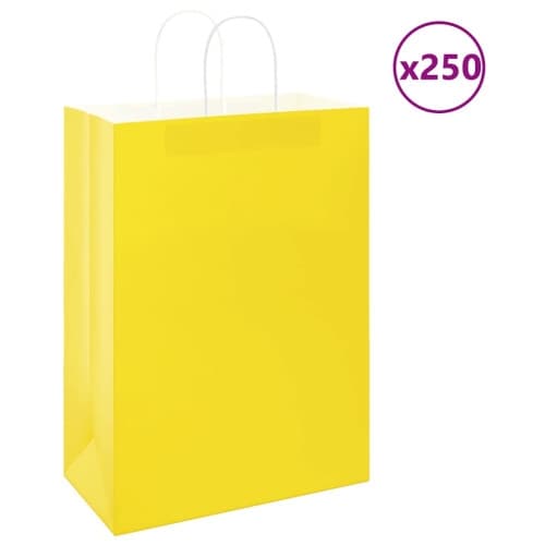 Papperspåsar 250 st med handtag gul 32x17x44 cm