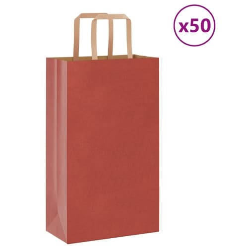 Papperspåsar 50 st med handtag röd 21x11x36 cm