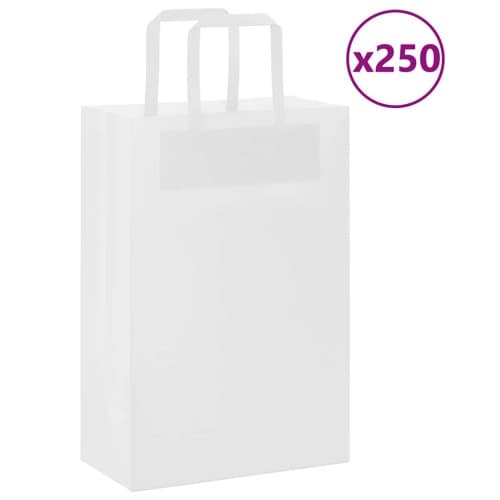 Papperspåsar 250 st med handtag vit 21x11x31 cm