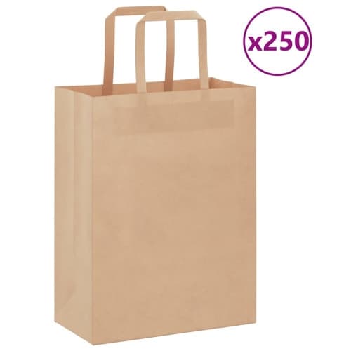 Papperspåsar 250 st med handtag brun 21x11x28 cm