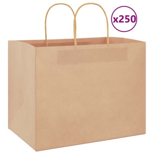 Papperspåsar 250 st med handtag brun 32x22x24 cm