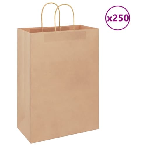 Papperspåsar 250 st med handtag brun 32x17x44 cm