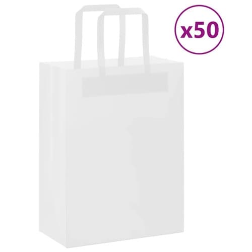 Papperspåsar 50 st med handtag vit 21x11x28 cm