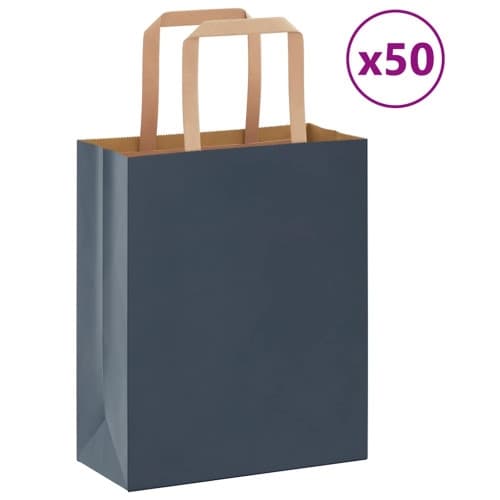 Papperspåsar 50 st med handtag blå 18x8x22 cm
