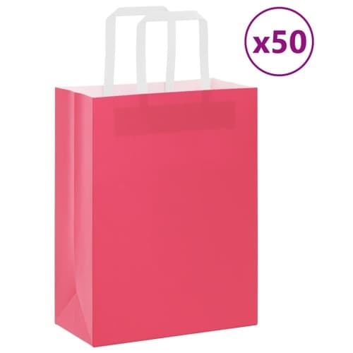 Papperspåsar 50 st med handtag rosa 21x11x28 cm