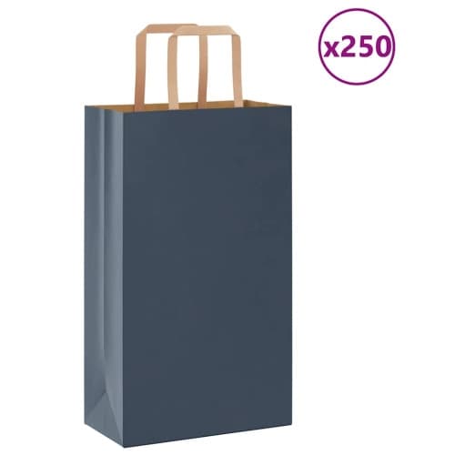 Papperspåsar 250 st med handtag blå 21x11x36 cm