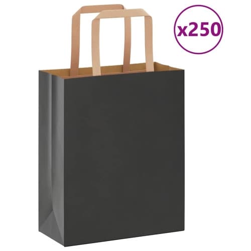 Papperspåsar 250 st med handtag svart 18x8x22 cm