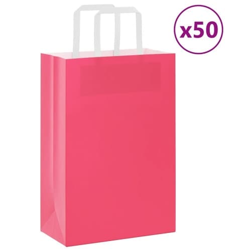 Papperspåsar 50 st med handtag rosa 21x11x31 cm